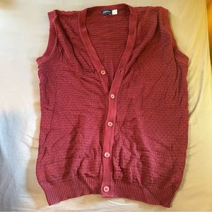 HARBOR BAY: Men’s TALL Burgundy Sleeveless Button Up Sweater Vest